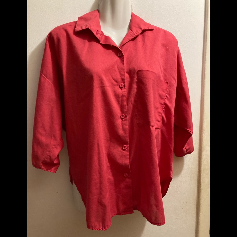 Sweet n Sassy Fuschia Top w/ Dolman 3/4 Sleeves, Button Down Front size M